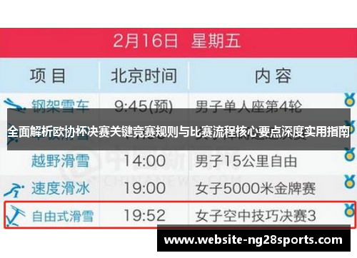 全面解析欧协杯决赛关键竞赛规则与比赛流程核心要点深度实用指南