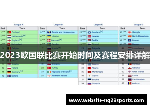 2023欧国联比赛开始时间及赛程安排详解