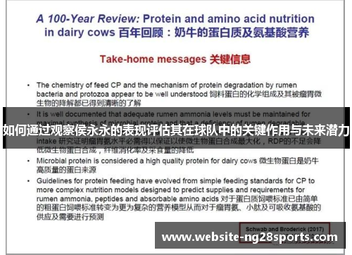 如何通过观察侯永永的表现评估其在球队中的关键作用与未来潜力